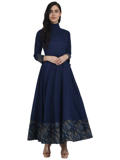 Women Blue Floral Printed Anarkali Kurta With Trouser And Dupatta – Nayo  Clothing